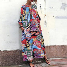 Load image into Gallery viewer, Ink Floral Print Dress Bohemian Sleeve Sleeve Skirt