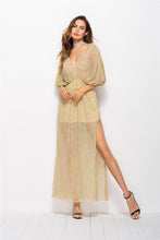 Load image into Gallery viewer, Elegant V Neck Batwing Sleeve Side Split Evening Maxi Long Dress