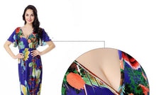 Load image into Gallery viewer, Printed V Neck Short Sleeve Summer Bohemia Maxi Dress