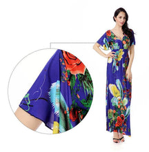 Load image into Gallery viewer, Printed V Neck Short Sleeve Summer Bohemia Maxi Dress