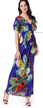 Load image into Gallery viewer, Printed V Neck Short Sleeve Summer Bohemia Maxi Dress