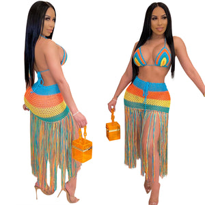 Sexy handmade crochet tassel casual suit swimsuit coverall