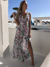 Load image into Gallery viewer, Printed Chiffon Dress Sleeveless Beach Fork Long Skirt