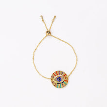 Load image into Gallery viewer, Colorful ethnic bracelet female retro diamond devil&#39;s eye couple bracelet colored gems