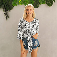 Load image into Gallery viewer, Chunqiu New Sexy V Collar Bell Sleeve Knot Print Women&#39;s Shirts