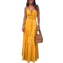 Load image into Gallery viewer, Summer New Women&#39;s Personality Button-up V-neck Sling Dress FC539