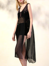 Load image into Gallery viewer, Fashion Delicate embroidered beaded sexy V-shaped backless dress holiday vest skirt