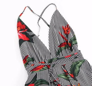 Sexy Spaghetti Strap Print Wide Leg Pants Jumpsuit Rompers