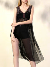 Load image into Gallery viewer, Fashion Delicate embroidered beaded sexy V-shaped backless dress holiday vest skirt