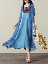 Load image into Gallery viewer, Casual Inwrought Printed Round Neck Short Sleeve Beach Maxi Dress