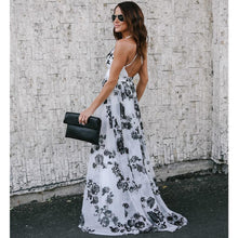 Load image into Gallery viewer, Floral Print V Neck Spaghetti Strap Bohemia Beach Maxi Dress