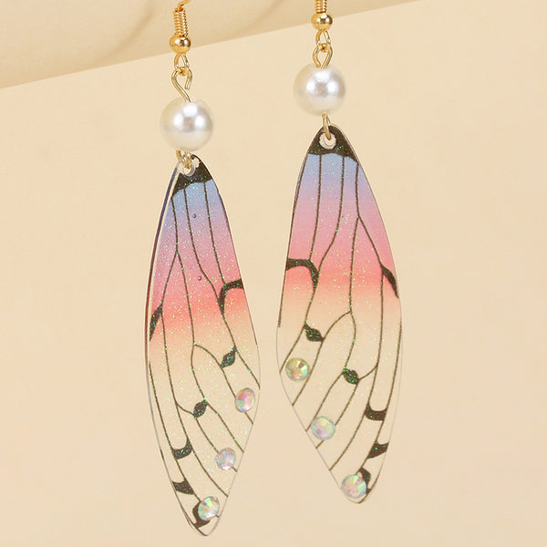 Retro temperament butterfly wings long bridal earrings ladies fashion animal earrings simulation earrings