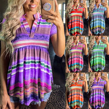 Load image into Gallery viewer, Summer Women&#39;s Rainbow Striped Gradient Short-sleeved T-shirt
