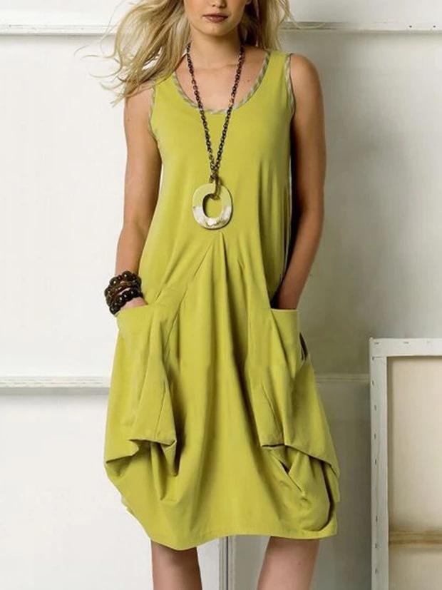 Sleeveless Dress Loose Size Women's Beach Skirt Solid Color Personality Irregular Solid Color Vest Dress