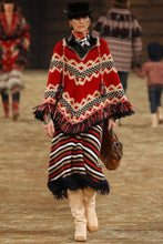 Load image into Gallery viewer, Oversized Folk Style Tassels Red Jacquard Christmas Cloak