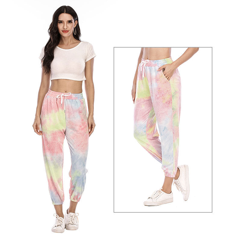 New Women's Tie-dye Casual Sweatshirt Sports Trousers