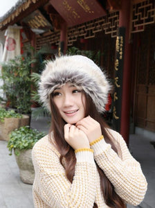 Women Winter Fur Collar Knit Hat Bib