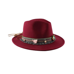 Retro Ethnic Style Flat-edge Jazz Woolen Top Hat