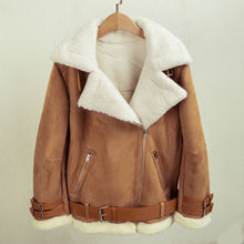 Load image into Gallery viewer, Winter Faux Fur Moto Bike Jacket Coat Outerwear