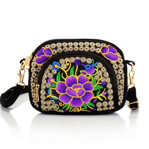 Tibet ethnic embroidery bag double side embroidery canvas zero wallet mobile phone bag women's Mini slant span bag