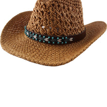 Load image into Gallery viewer, Spring And Summer Hand-woven Straw Hat With Hollow Curling Big Brim