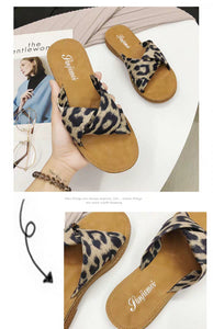 Women Summer Leopard Flat Slippers