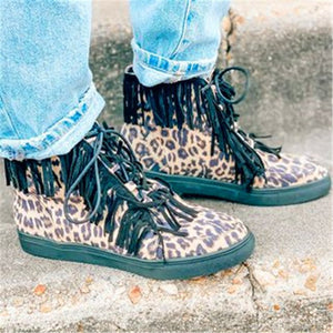 Autumn Leopard Print Tassel Boots