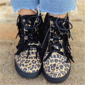 Autumn Leopard Print Tassel Boots