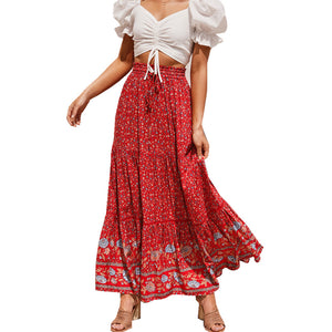 New Hollow Lace Stitching Positioning Printing Oversized Skirt
