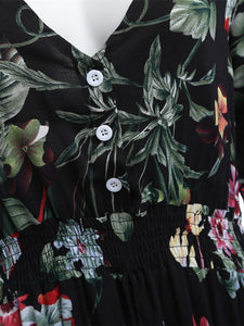 Pretty Bohemia Floral Printed V Neck Maxi Dress