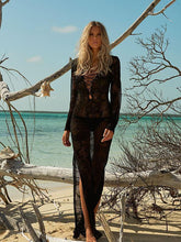 Load image into Gallery viewer, Casual Vacation Beach Lace-Up Mask Long Dress Cover-Ups