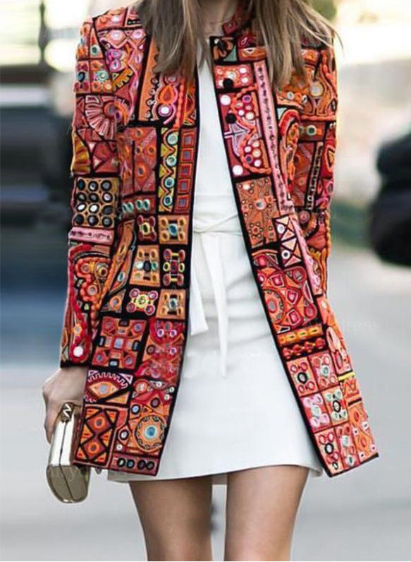 Long-sleeved cardigan jacket for digital printing
