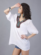 Load image into Gallery viewer, Pretty Bohemia Half Sleeve V Neck Embroidery Blouse Tops