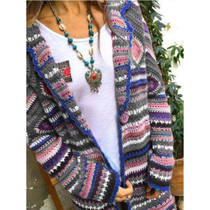 Women's Clothing Autumn And Winter New Printed Cardigan Long-sleeved Sweater