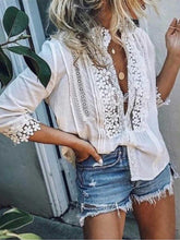 Load image into Gallery viewer, Casual Solid Color Cotton Lace Patchwork Blouses Tops