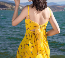 Load image into Gallery viewer, 2018 New Floral Print Spaghetti Strap Split Chiffon Beach Maxi Dress