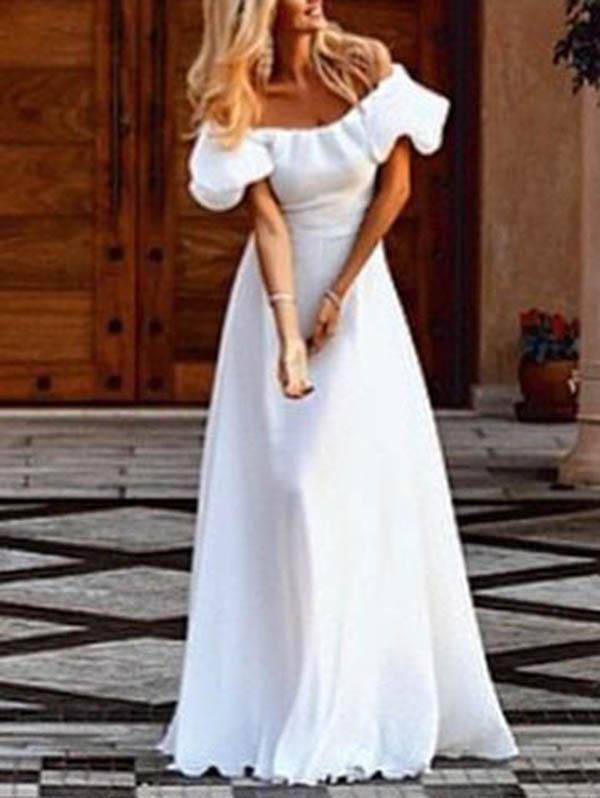 White Off Shoulder Evening Party Maxi Dress – boholooks