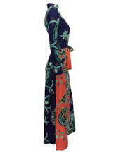 Load image into Gallery viewer, Elegant Floral Print V Neck Long Sleeve Side Split Belted Maxi Long Dress