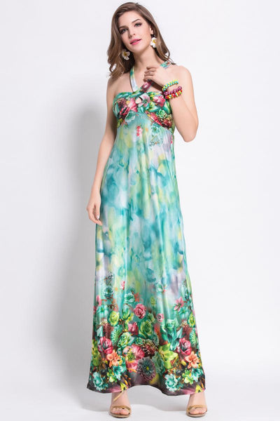 Sexy Printed Sleeveless Bohemia Beach Maxi Dress