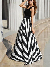 Load image into Gallery viewer, Striped Split-joint Sleeveless Evening Dress