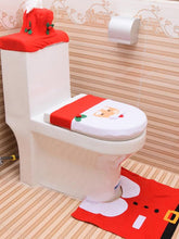 Load image into Gallery viewer, 3-Piece Snowman Santa Toilet Seat Cover and Rug Set Christmas Decorations