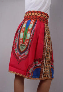 African Print High Waist Casual Skirt