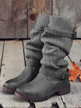 Load image into Gallery viewer, Women Winter Fashion Knit Mid Calf Boots