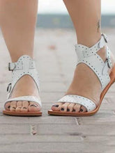 Load image into Gallery viewer, Solid Color Casual Open Toe Flat Sandals Shoes