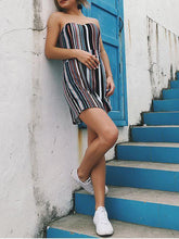 Load image into Gallery viewer, Stripe Strapless Beach Rompers