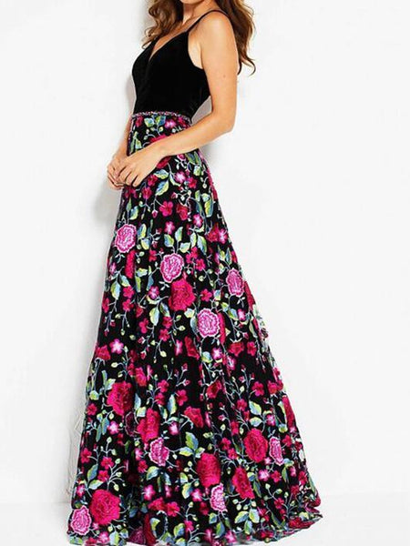 Floral Sleeveless Backless Elegant Party Maxi Party Dress