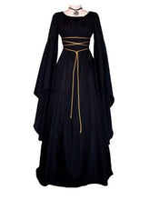 Load image into Gallery viewer, Halloween Solid Color Round Neck Long Sleeve Maxi Dress
