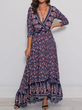 Load image into Gallery viewer, Print V Neck Side Split Bohemia Maxi Dress