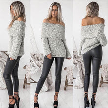 Load image into Gallery viewer, Knit Off Shoulder Long Sleeve Tops Sweater