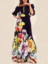 Load image into Gallery viewer, Floral Printed Off-the-shoulder Half Sleeves Maxi Dress